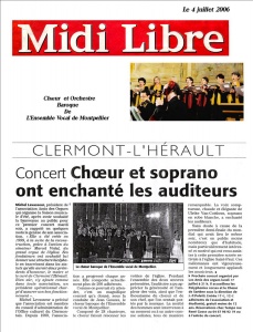 Le choeur Baroque à Clermont l'Hérault