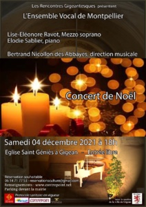 affiche du concert de Noël 2021 à Gigean